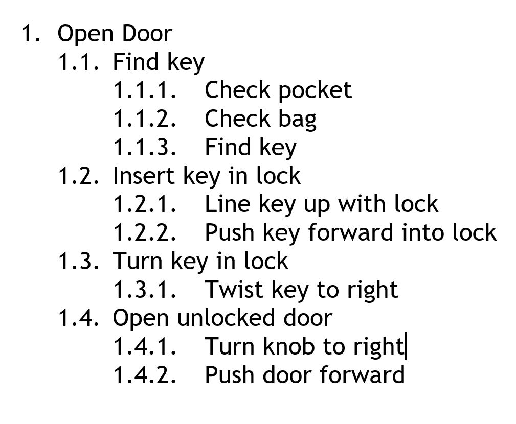 Work Breakdown Structure â€“ Outline Format in Microsoft Word